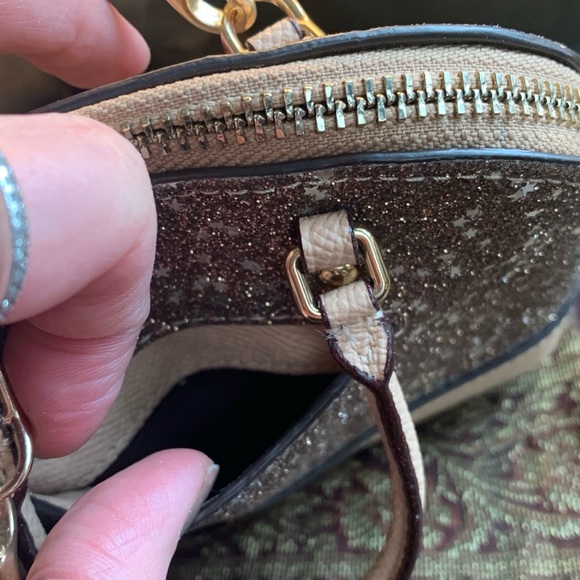 Authentic COACH Leather/glitter stars small zip top satchel/Crossbody - Picture 5 of 16
